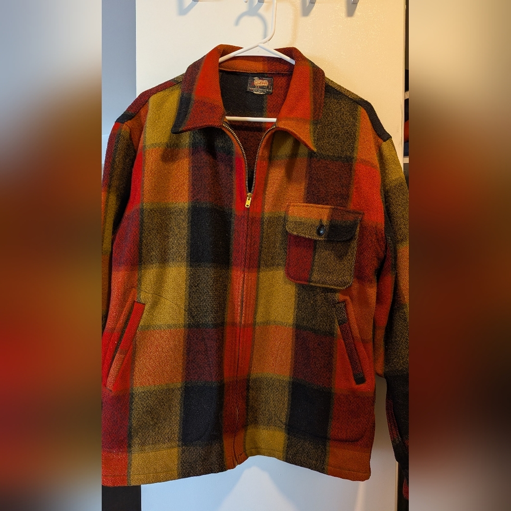 Vintage 100% Wool Plaid Zip-Up Jacket